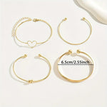 Load image into Gallery viewer, Ensemble de 4 Bracelets Plaqué Or Minimalistes avec Cœur – Achat Maroc