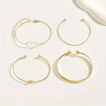 Load image into Gallery viewer, Ensemble de 4 Bracelets Plaqué Or Minimalistes avec Cœur – Achat Maroc