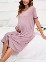 Load image into Gallery viewer, Robe de Grossesse Douce en Rose Poudré – Idéale pour Tous les Trimestres
