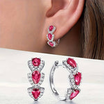 Load image into Gallery viewer, Boucles d&#39;Oreilles en Cercle avec Pierres Synthétiques - Brillante Sophistication
