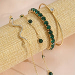 Load image into Gallery viewer, Ensemble de 4 Bracelets Raffinés avec Pierres verts Émeraude - Éclat Sophistiqué
