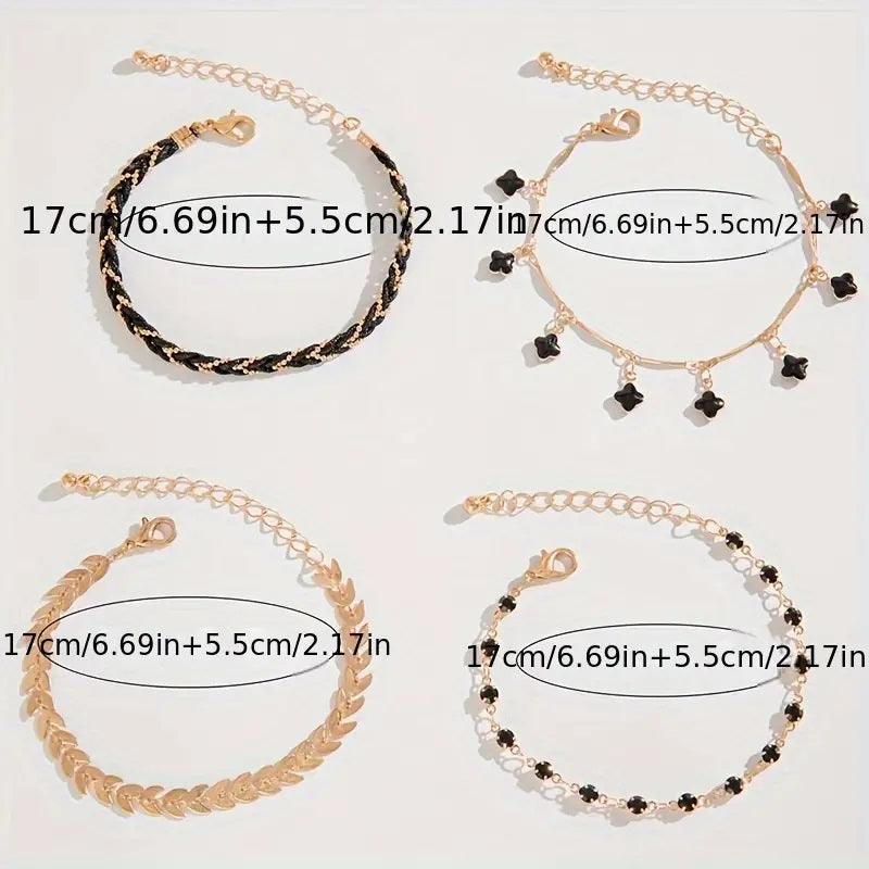 Ensemble de Bracelets Plaqué Or et Noirs – Élégance et Raffinement