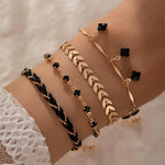 Load image into Gallery viewer, Ensemble de Bracelets Plaqué Or et Noirs – Élégance et Raffinement
