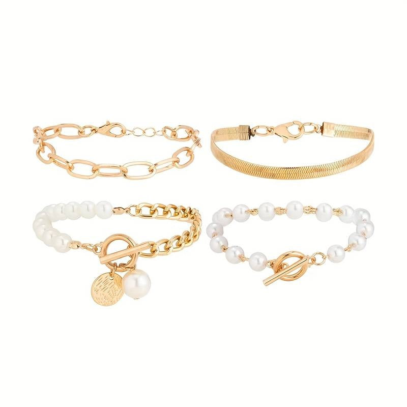 Ensemble de 4 Bracelets à perles  Élégants  - Chic et Polyvalent