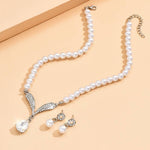 Load image into Gallery viewer, Ensemble Collier et Boucles d&#39;Oreilles avec Perles et Pendentif Goutte
