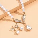 Load image into Gallery viewer, Ensemble Collier et Boucles d&#39;Oreilles avec Perles et Pendentif Goutte
