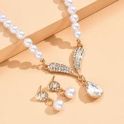 Ensemble Collier et Boucles d'Oreilles avec Perles et Pendentif Goutte