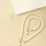 Load image into Gallery viewer, Ensemble Collier et Bracelet de Perles avec Pendentifs Cœur - Romantique et Chic
