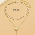 Load image into Gallery viewer, Collier Délicat à Double Chaîne avec Perles et Pendentif Fleur - Grâce et Féminité
