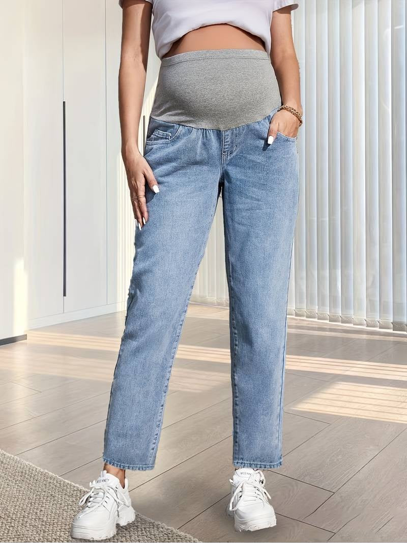 Pantalon en Denim de Maternité Taille Haute - La Fusion du Confort et de la Mode
