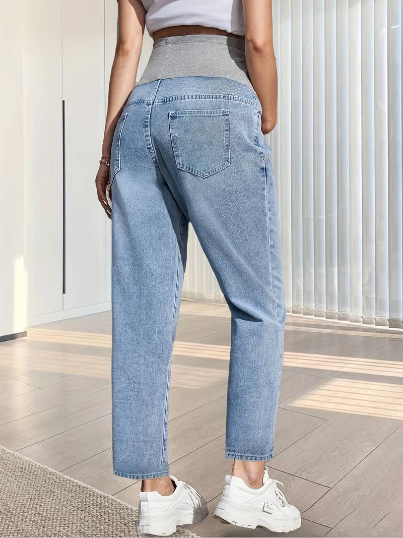Pantalon en Denim de Maternité Taille Haute - La Fusion du Confort et de la Mode