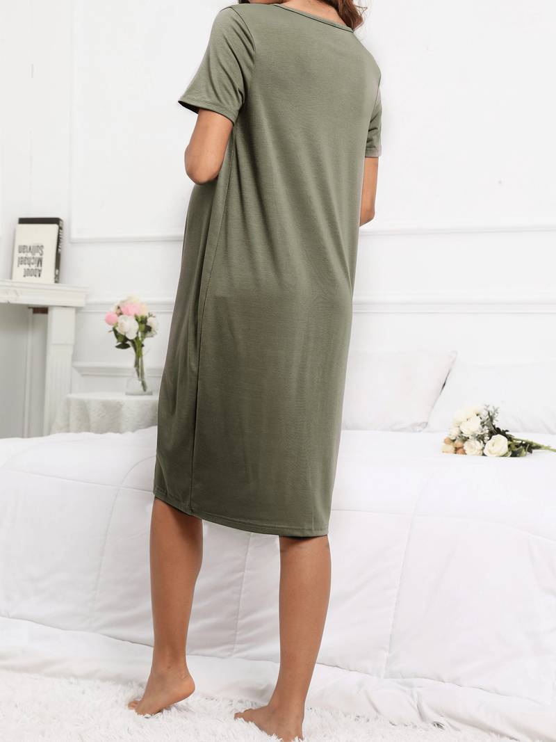 Robe de Grossesse Confort Vert Olive - Élégante et Fonctionnelle
