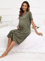 Load image into Gallery viewer, Robe de Grossesse Confort Vert Olive - Élégante et Fonctionnelle
