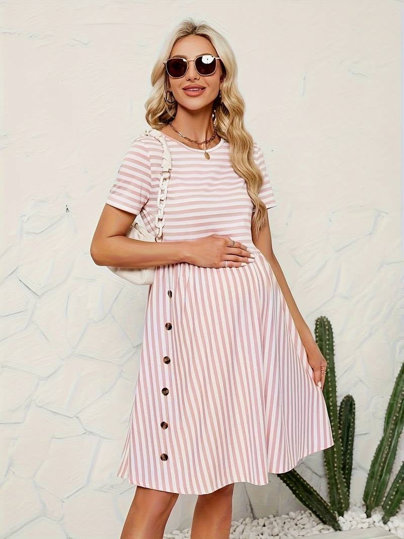 Robe de Maternité Rayée Confort Printemps-Été