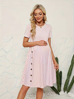 Load image into Gallery viewer, Robe de Maternité Rayée Confort Printemps-Été
