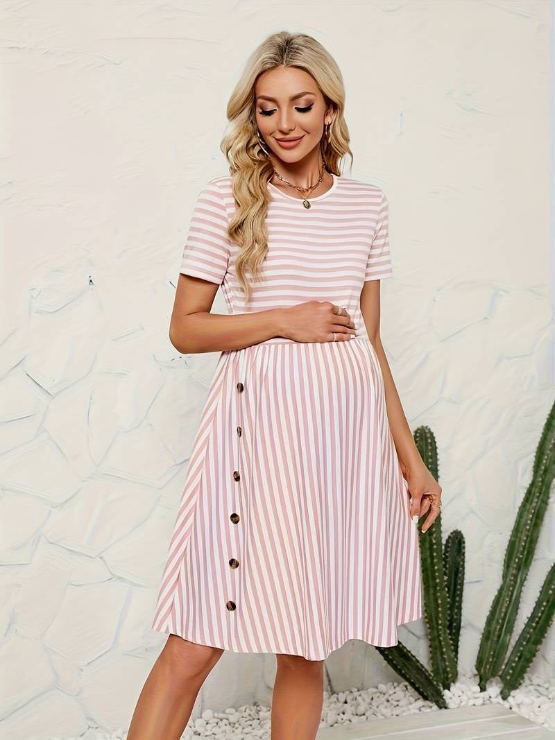 Robe de Maternité Rayée Confort Printemps-Été