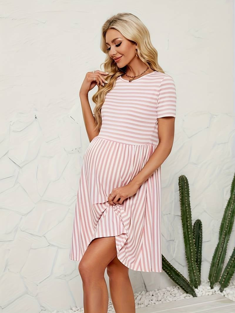 Robe de Maternité Rayée Confort Printemps-Été