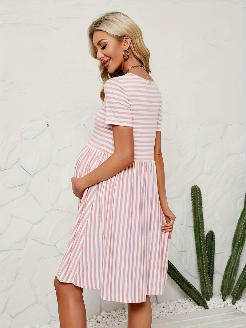 Robe de Maternité Rayée Confort Printemps-Été